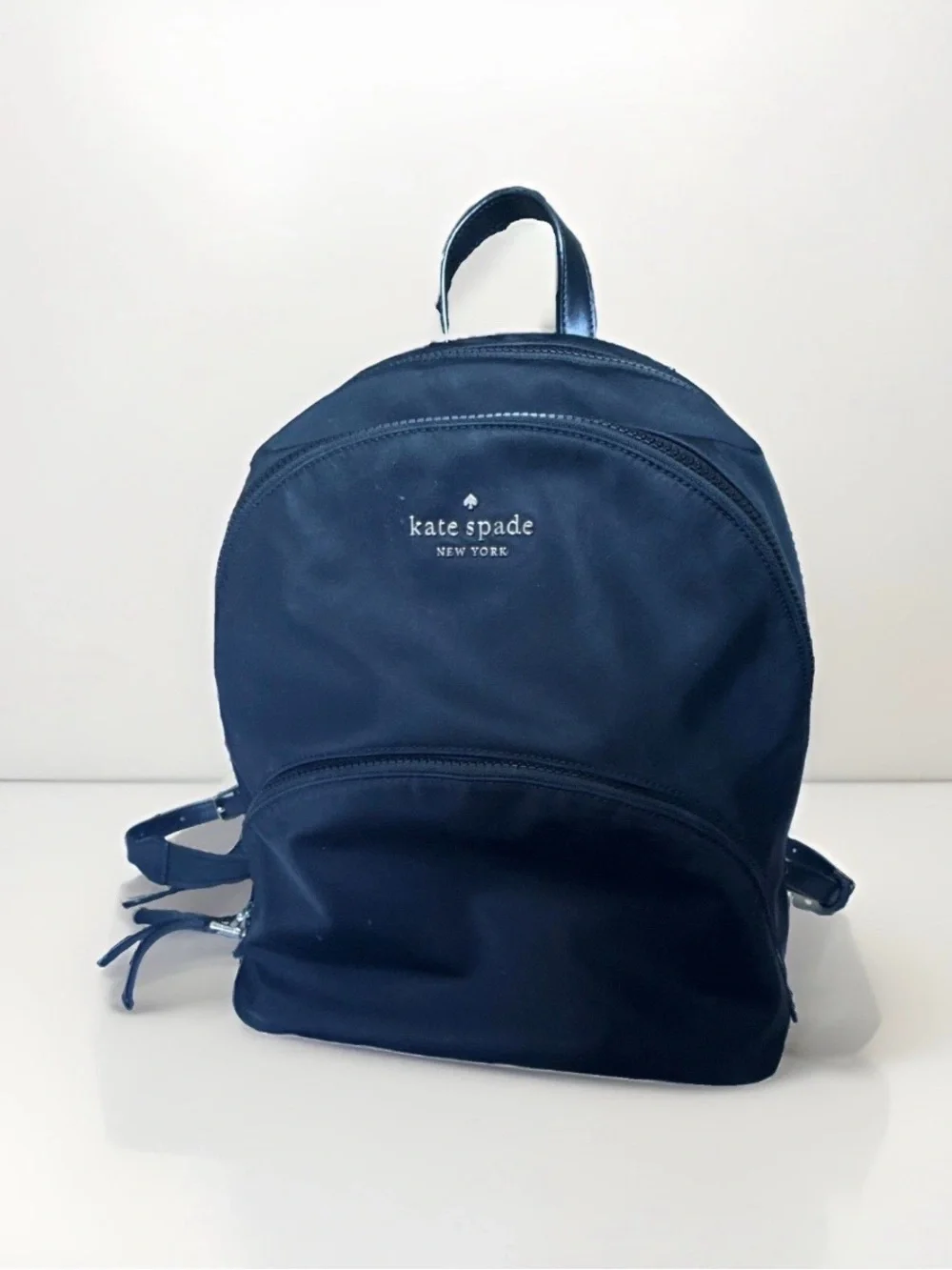 kate spade nylon black backpack with gold logo